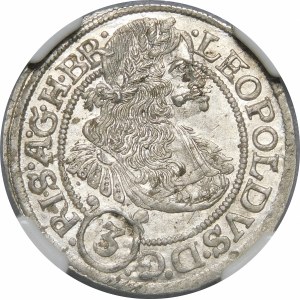 Sliezsko - Sliezsko pod vládou Habsburgovcov, Leopold I, 3 krajcary 1670 SHS, Wrocław