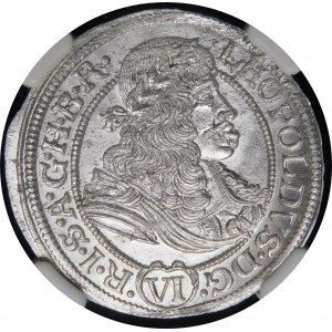 Śląsk - Śląsk pod panowaniem habsburskim, Leopold I, 6 krajcarów 1674 SHS, Wrocław - wyśmienite