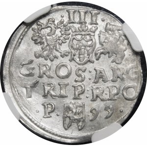 Zygmunt III Waza, Trojak 1599, Poznań - P z lewej - piękny