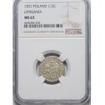 Zikmund II August, půlpenny 1551, Vilnius - LI/LITVA - vzácnější