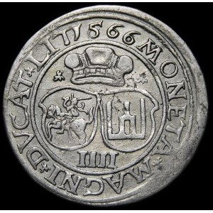 Sigismund II Augustus, Foursquare 1566, Vilnius - L/LIT - date punch 15/666 - rare