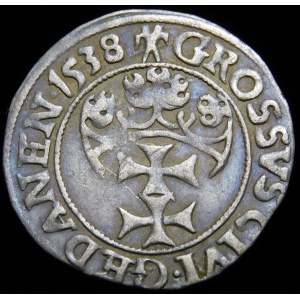 Sigismund I the Old, 1538 penny, Gdansk - PRVSS
