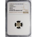 Sigismund I the Old, Denarius without date, Gdansk - M-S - beautiful