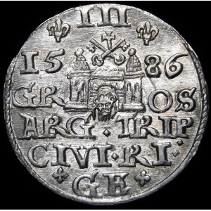 Stefan Batory, Trojak 1586, Riga - exquisit