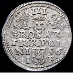 Zikmund III Vasa, Trojak 1596, Olkusz - raženo - vzácné