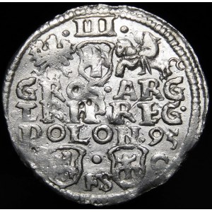 Zygmunt III Waza, Trojak 1595, Bydgoszcz - węższe popiersie