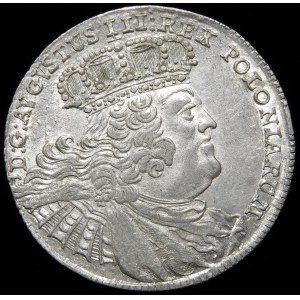 August III Sas, Ort 1755 EC, Leipzig - wide bust - variety