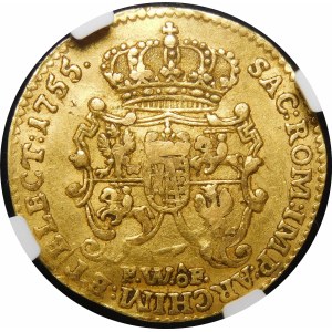 August III Sas, Ducat 1755 FWóF, Dresden