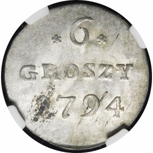 Stanisław August Poniatowski, 6 groszy miedzianych 1794, Warszawa - piękne