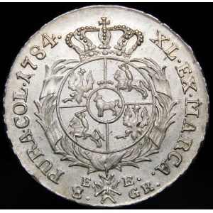 Stanisław August Poniatowski, Dwuzłotówka 1784 EB, Warszawa - b. rzadka i wyśmienita
