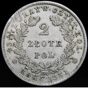 Powstanie Listopadowe, 2 złote 1831 KG