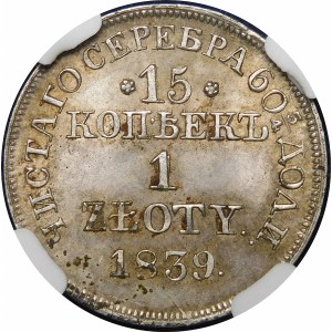 Poland, Russian Partition, 15 kopecks = 1 zloty 1839 MW, Warsaw - beautiful
