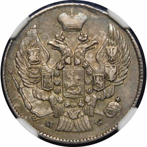 Polen, Russische Teilung, 20 Kopeken = 40 Grosze 1843 MW, Warschau - selten