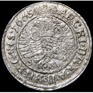 Śląsk - Śląsk pod panowaniem habsburskim, Leopold I, 3 krajcary 1665 SH, Wrocław