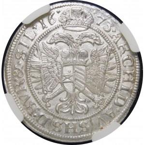 Śląsk - Śląsk pod panowaniem habsburskim, Leopold I, 6 krajcarów 1673 SHS, Wrocław - piękne