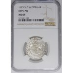 Śląsk - Śląsk pod panowaniem habsburskim, Leopold I, 6 krajcarów 1673 SHS, Wrocław - piękne