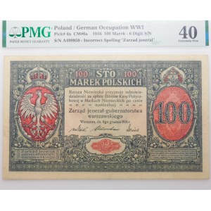 100 marek polskich 1916 - jenerał A - numeracja 6-cyfrowa