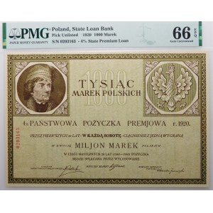 Bond 1,000 marks 1920 - 4% state premium loan
