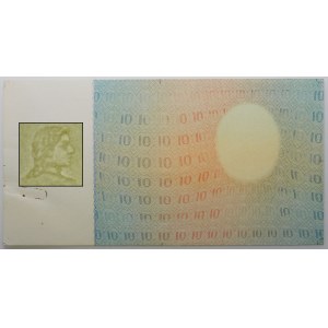 10 złotych 1928 - próba kolorystyczna - poddruk irysowy awersu