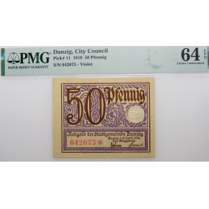 50 fenigów 1919 - Gdańsk - fioletowy