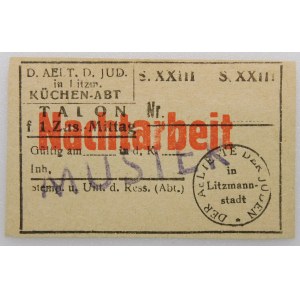 Model of voucher issued to kitchen for one dinner, for night work - Lodz Ghetto