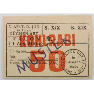 Model of a voucher issued to the kitchen for one dinner (kohlrabi) - Lodz Ghetto