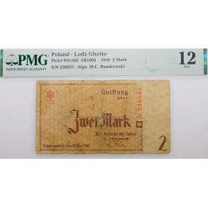 2 marks 1940 - highest variety number* - certificate by Jacek Sarosiek - Lodz Ghetto