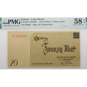 20 marks 1940 - numerator type 3 - Lodz Ghetto