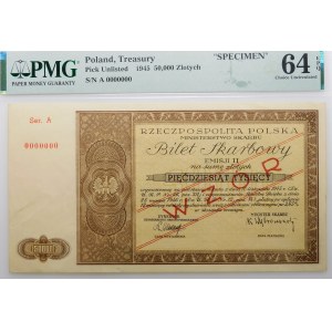 50.000 złotych 1946 WZÓR - Bilet Skarbowy - EMISJA II - RZADKI