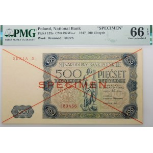 500 zlotých 1947 - ser. X - SPECIMEN