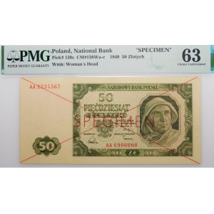 50 zloty 1948 - ser. AA - SPECIMEN