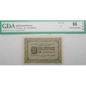 Voucher of 20 pennies 1957 - Psychiatric Hospital in Kobierzyn