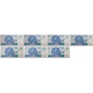 Lot 7 x 50 złotych 2012-2017 - ser. AE, AG, AK, AL, AW, BC, BJ