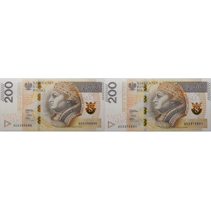 Lot 2 x 200 złotych 2015 - ser. AU, AX