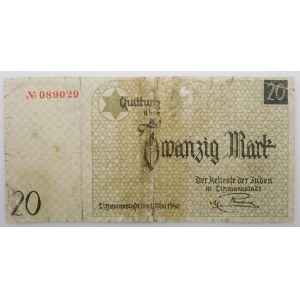 20 marks 1940 Ghetto - no watermark - lowest variety number* - Lodz Ghetto