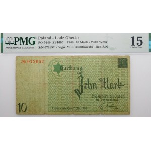 10 marks 1940 Ghetto - watermark - highest variety number* - Lodz Ghetto