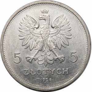 5 złotych Nike 1928 ZZM Warszawa - odsunięty znak mennicy