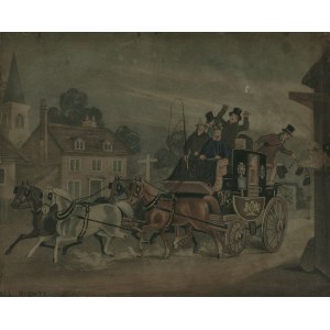 Artysta nierozpoznany, Wielka Brytania, XIX w., Dyliżans pocztowy na trasie Bath - Londyn