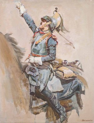 Ernest MEISSONIER. Francja XIX w. (praca przypisywana) (1825 - 1891), Studium kirasjera z 1807 roku ( Bitwa pod Friedlandem)