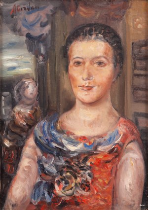 Alfred Aberdam (1894 Lwów - 1963 Paryż), Portret damy we wnętrzu (