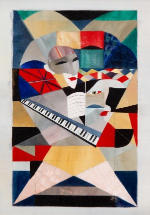 Jean Lambert-Rucki (1888 Kraków - 1967 Paryż), Kompozycja muzyczna z maskami, 1938