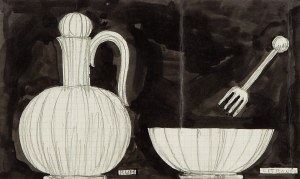 JOSEF HOFFMANN (Pirnitz 1870 - 1956 Vienna), Flagon, Bowl and Fork