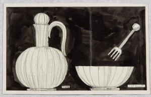 JOSEF HOFFMANN (Pirnitz 1870 - 1956 Vienna), Flagon, Bowl and Fork