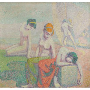 MORIZ MELZER (Albendorf 1877 - 1966 Berlin), Bathers on the Banks of the red Island, around 1905