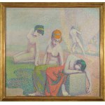 MORIZ MELZER (Albendorf 1877 - 1966 Berlin), Bathers on the Banks of the red Island, around 1905