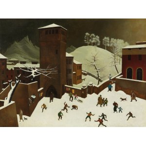 FRANZ SEDLACEK (Wroclaw 1891 - 1945 missing), Winter Landscape with Tower