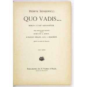 SIENKIEWICZ Henryk - Quo Vadis... 1922 w języku czeskim