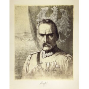 [JÓZEF Piłsudski] - portret form. 59,7x47,6 na ark. 80x62,7 cm autorstwa Stanisława Szarca....