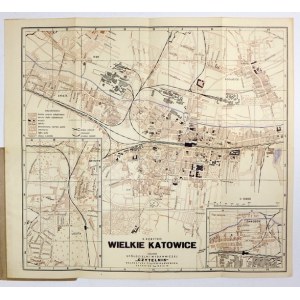 [KATOWICE]. Wielkie Katowice. Plan dwubarwny form. 34,5x37,2 cm.