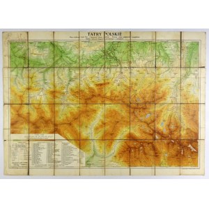[TATRY]. Tatry Polskie. Mapa środkowej części Tatr. Mapa barwna form. 53,5x80,5 cm na ark. 60,...